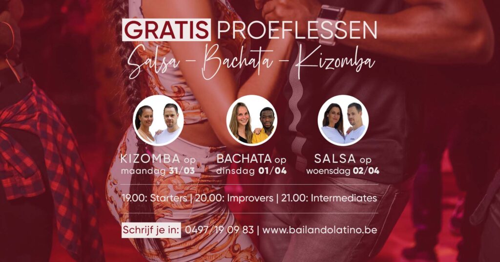 Banner gratis proeflessen Salsa, Bachata & Kizomba